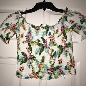 FOREVER 21 floral/tropical crop top